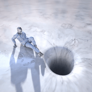 a person getting sucked into a black hole