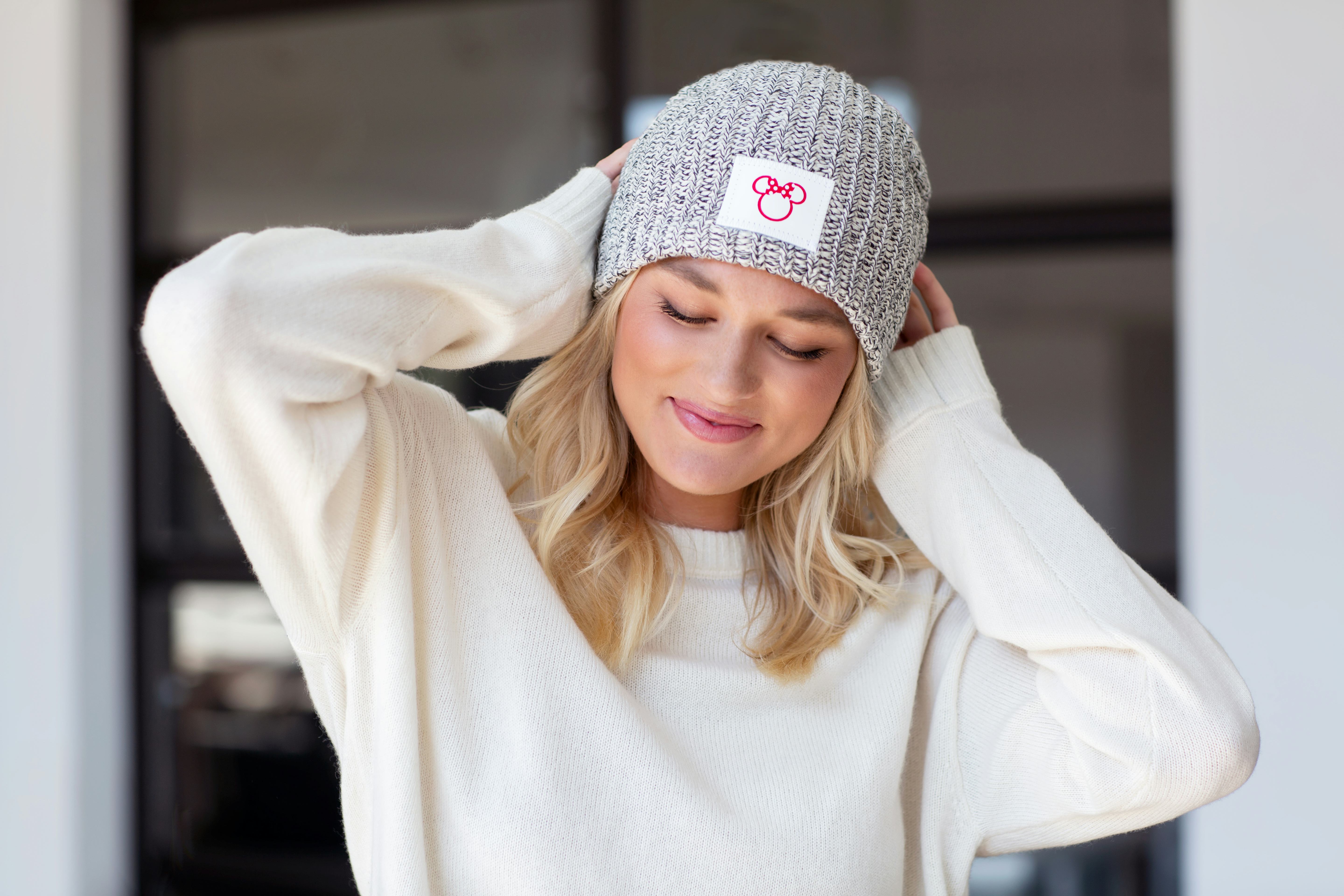 love your melon black speckled gold foil beanie