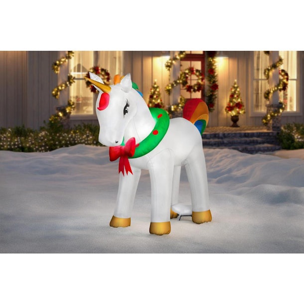 Home Depot's Inflatable Christmas Unicorn Is 6 Feet Of Holiday Fun
