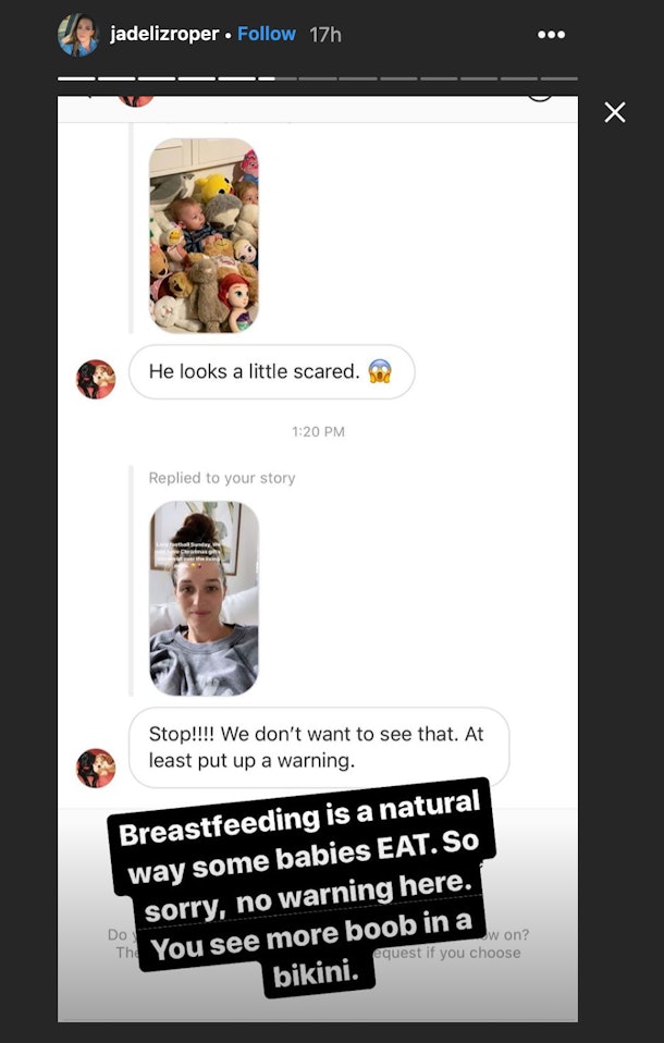 jade roper was mom-shamed for sharing a video of her breastfeeding her baby, so she responded with the perfect clapback