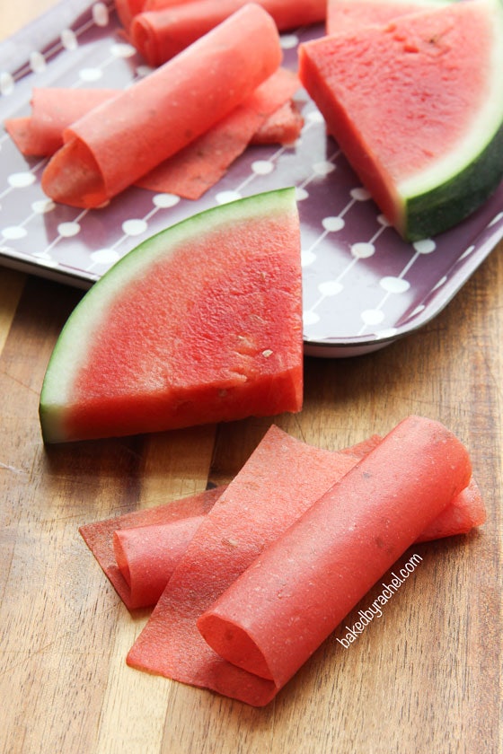 Watermelon Fruit Leathers are an easy snack recipe to use up your watermelon. 